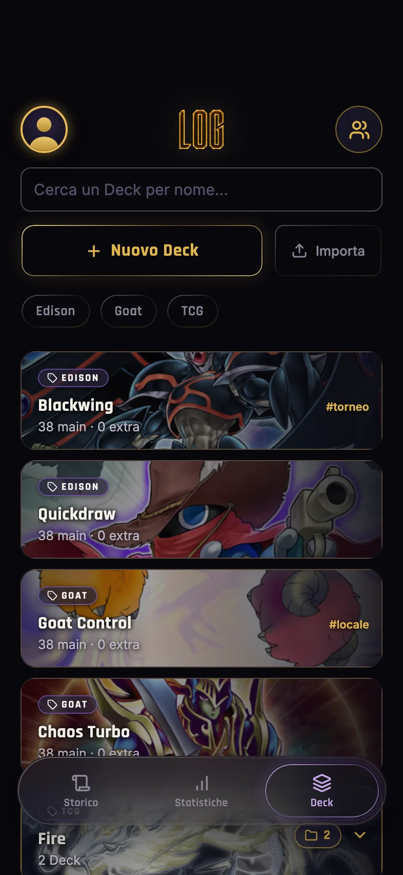 La lista dei Deck